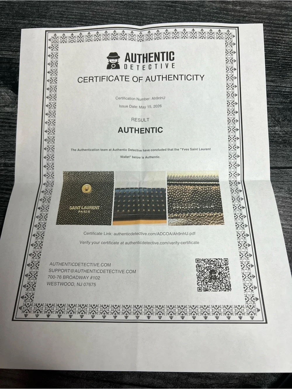 Authentic Saint Laurent Black Grain De Poudre Stud Marquage Wallet w/ COA - Picture 10 of 10